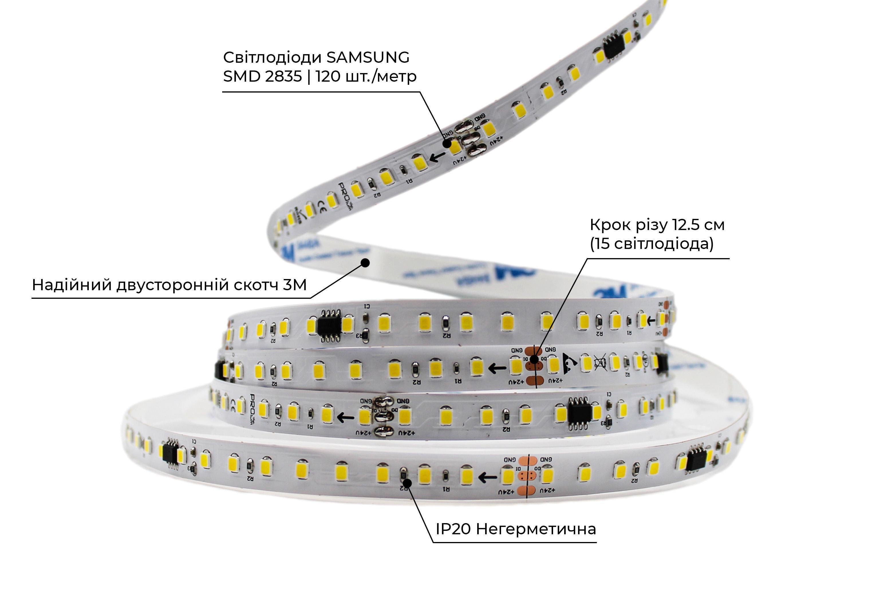 Светодиодная лента Prolum RUN 2835/120 IP20 Series-SMART 24V Белый (28522812) - фото 3 Светодиодная лента Prolum RUN 2835/120 IP20 Series-SMART 24V Белый (28522812) - фото 3
