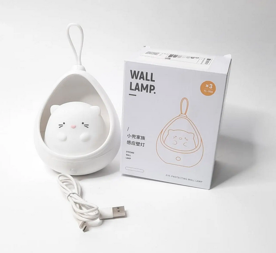 Ночник котик в корзине с сенсором движения и встроенным аккумулятором (TL-11)