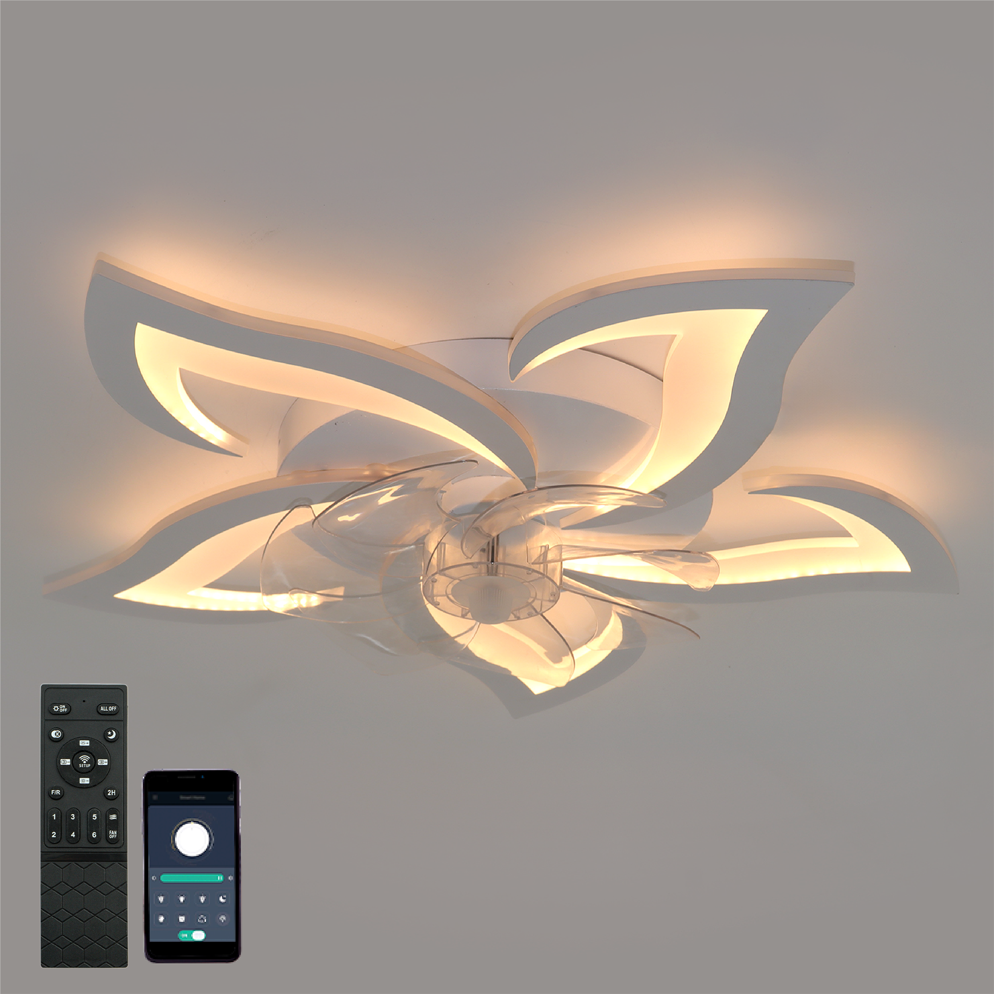 Люстра с вентилятором ESLLSE FAN ELLA LED с пультом 72/18 Вт 680x120 мм Белый (10420) - фото 6