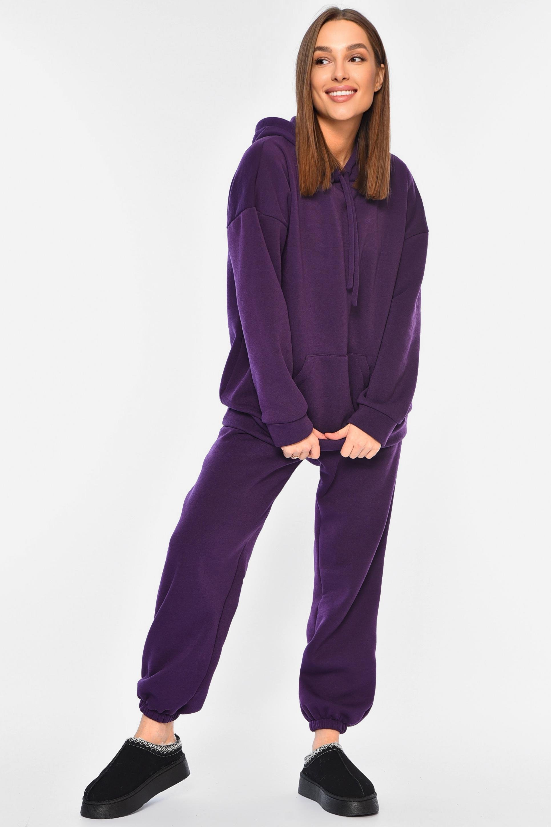 Спортивний костюм жіночий батальний на флісі р. 54 Фіолетовий (194373)