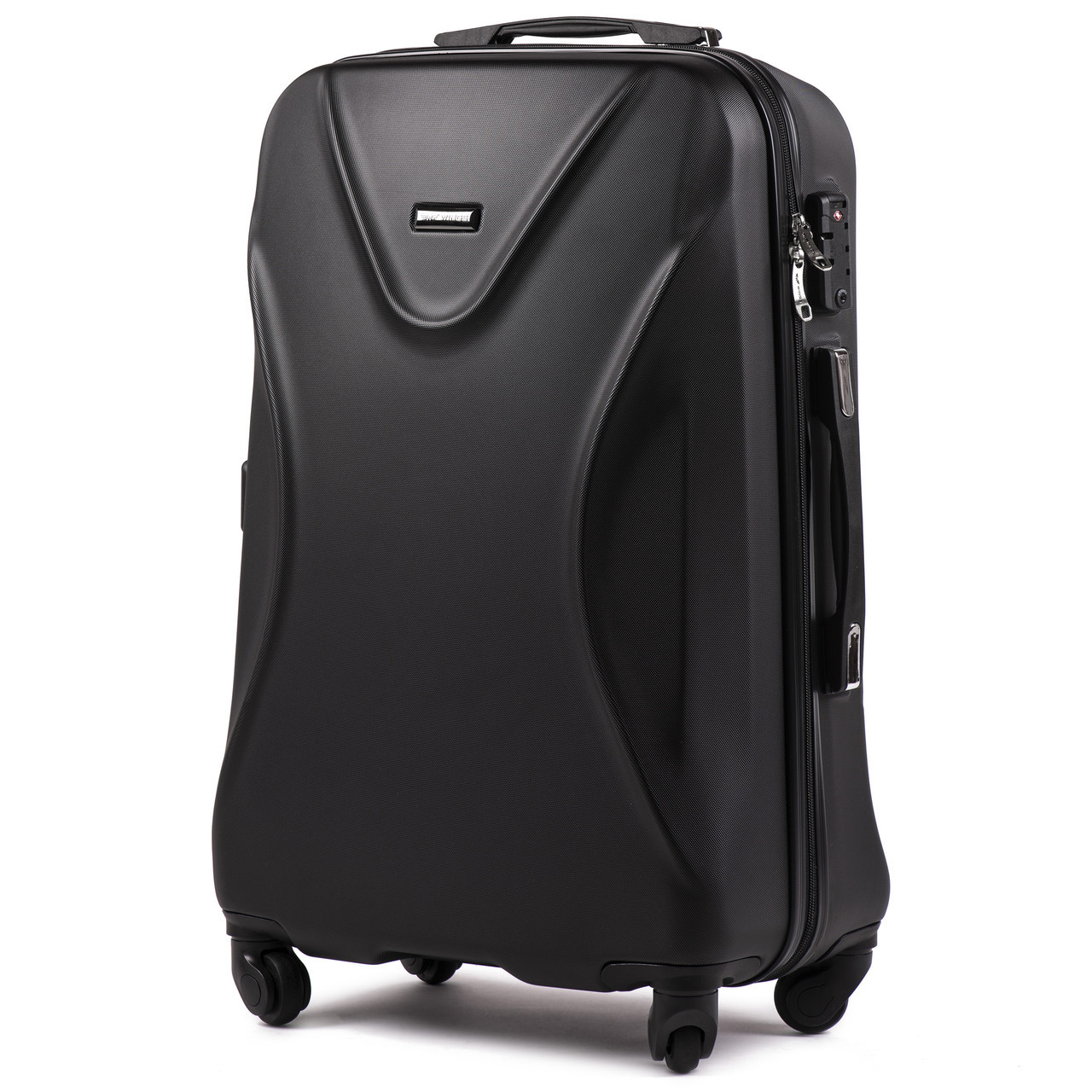 Чемодан пластиковый Wings 518 средний на 4 колесах 64х44х25 см 53 л Черный