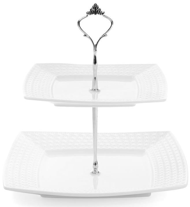 Блюдо фуршетное стойка City 2 яруса Ø 20/Ø 25х24 см White (32313886)