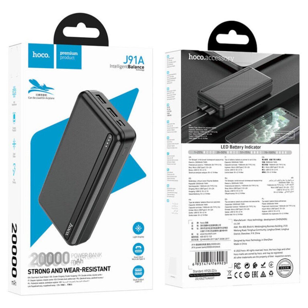 Павербанк HOCO J91A 20000 mAh Black (000206) - фото 5