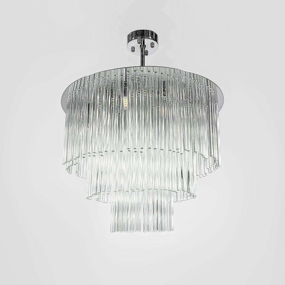 Люстра с тремя ярусами стеклянных трубок Ø 60 см Хром (MJ 100-600 CH)