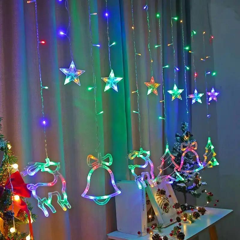 Гирлянда-бахрома Рождественские фигурки RGB USB на батарейках 12LED 3х1 м Разноцветный (1000-XR-9-М-USB)