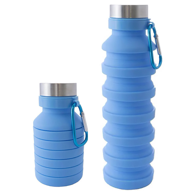 Пляшка для води силіконова складана EL-582 Блакитний - фото 2 Пляшка для води силіконова складана EL-582 Блакитний - фото 2