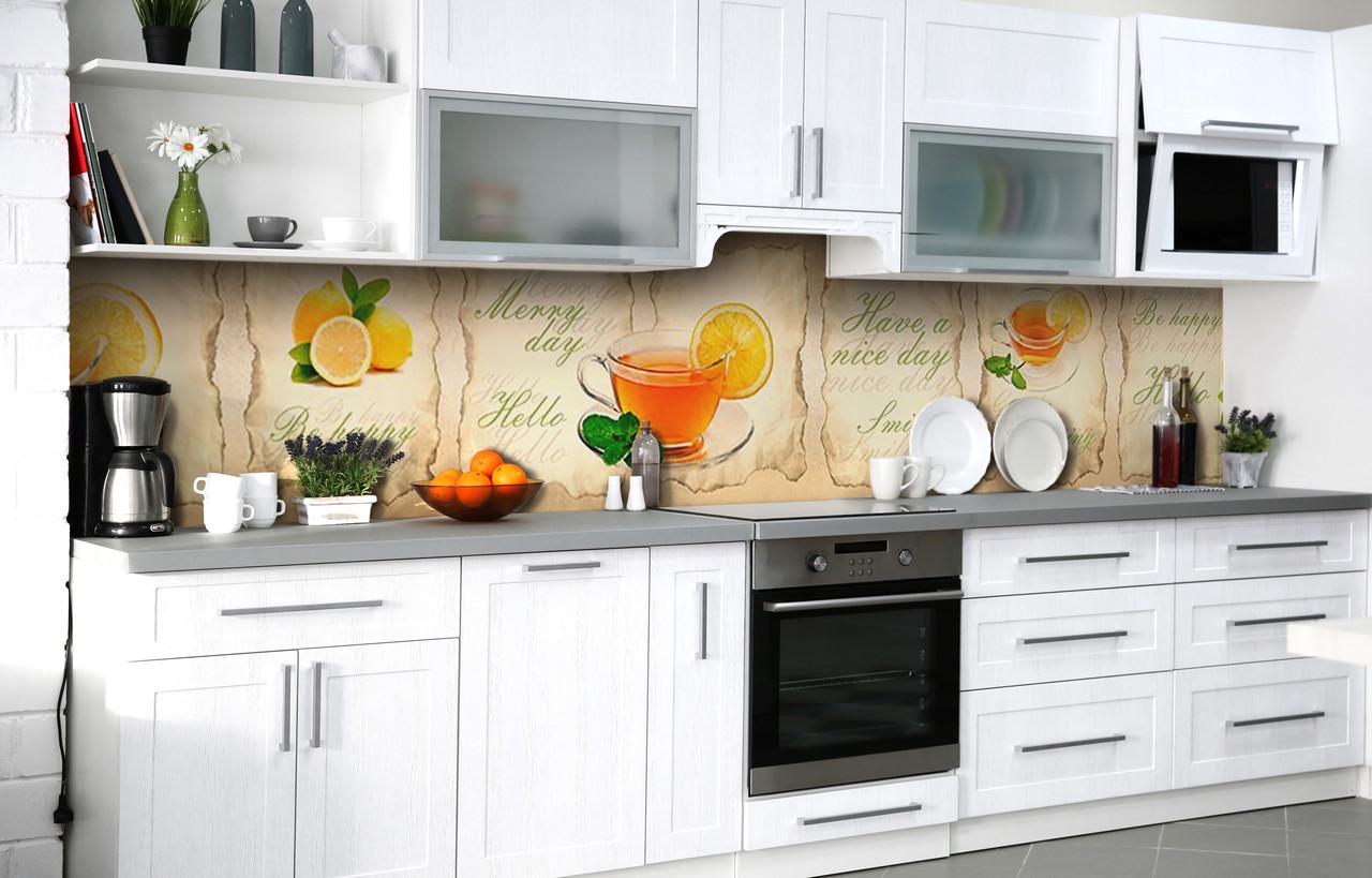Кухонний фартух Чай з лимоном вініловий самоклеючий 65х250 см