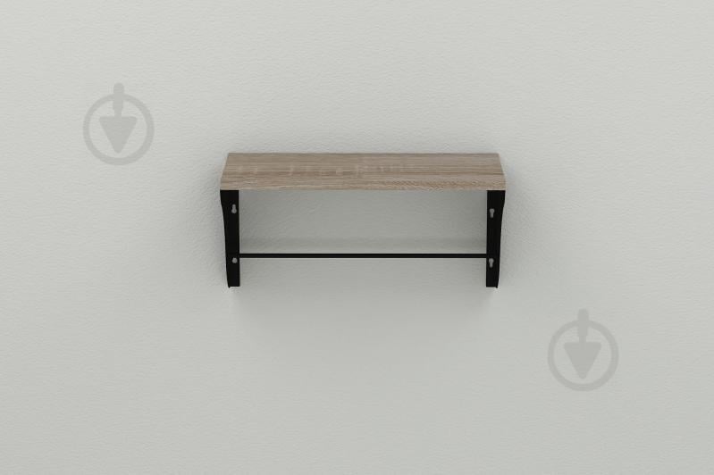 Полка настенная Ferrum-decor Комфи 260x700x240 металл Черный ДСП Сонома Трюфель 16 мм (KOM0047)