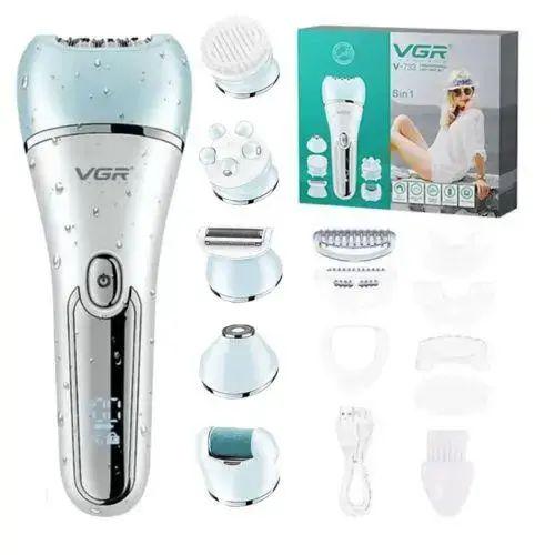 Епілятор жіночий для обличчя та тіла VGR V-733 6в1 600 mAh IPX7 пінцетний з 2 швидкостями та підсвічуванням зарядкою від USB Епілятор жіночий для обличчя та тіла VGR V-733 6в1 600 mAh IPX7 пінцетний з 2 швидкостями та підсвічуванням зарядкою від USB