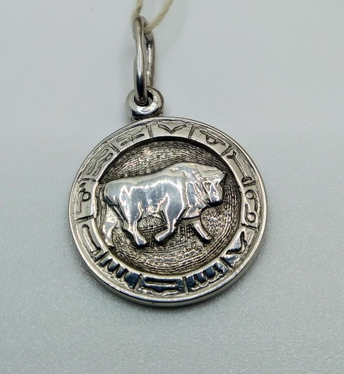 Зодиак телец серебро 925° родий 2,18 г (23103130)