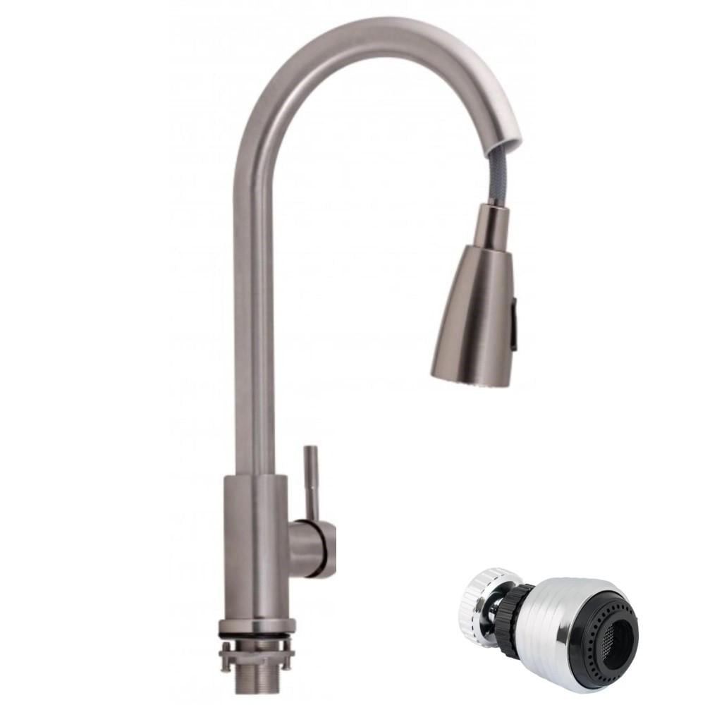 Смеситель для кухни выдвижной излив Lidz Aria 015FL-8 и аэратор CRM 48 00 024 10