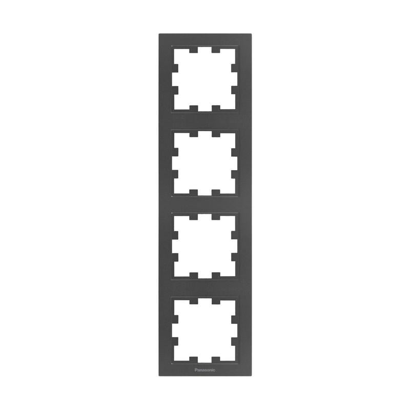 Рамка для розеток четырехместная Panasonic Karre Plus 55 ABS вертикальная Дымчатый (WDTF08142DG-UA1)