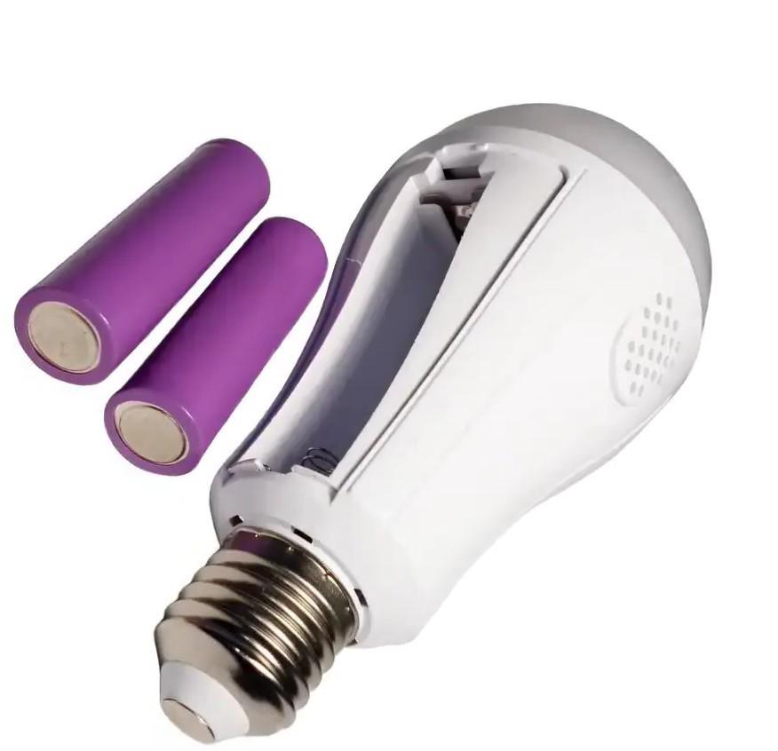 Лампа светодиодная аккумуляторная LED с патроном Е27 20 W и 2 аккумулятора 18650 (D8442)
