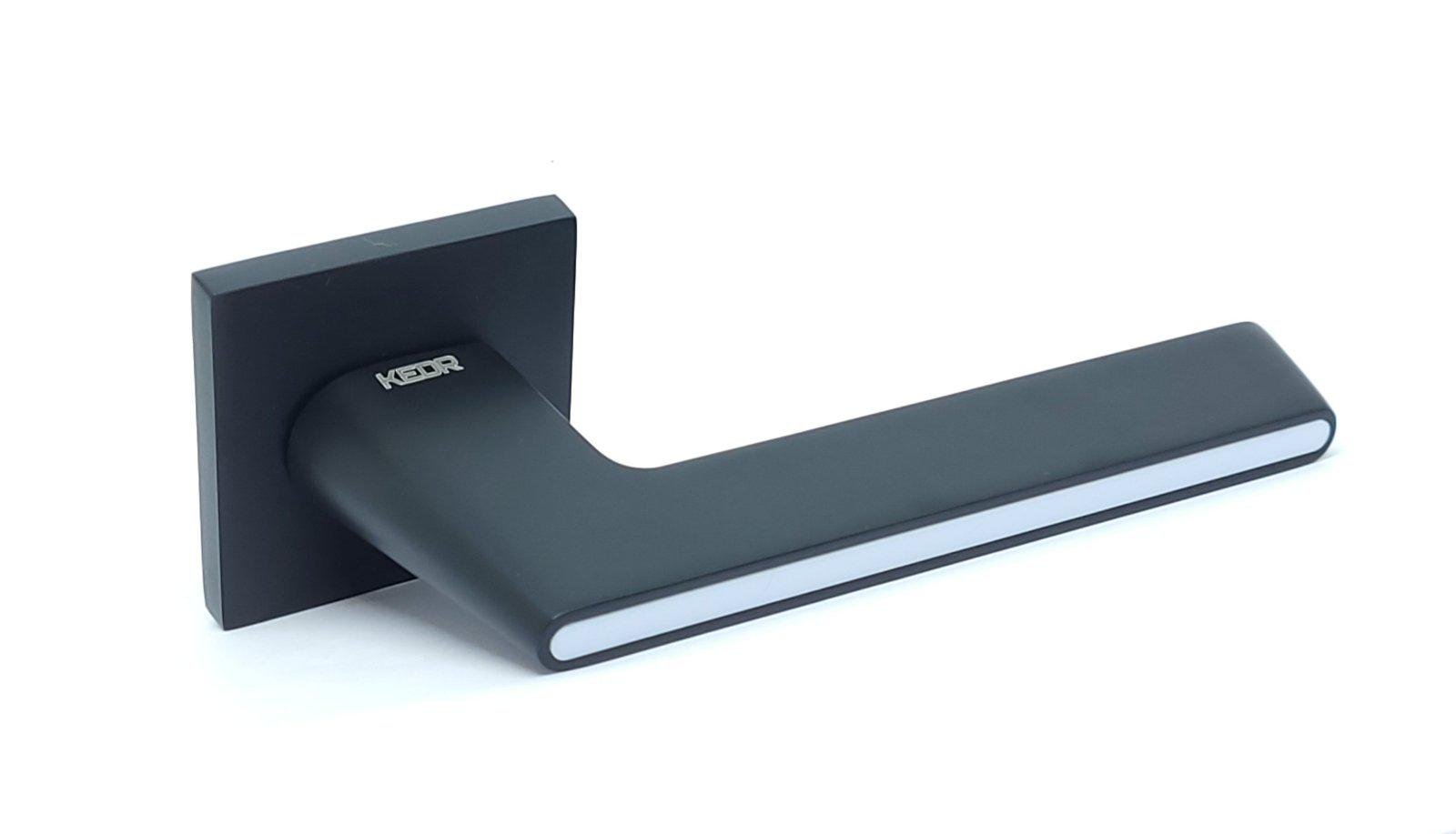 Ручка Kedr на розетці квадрат Ultra R21.190 MBP/WH Чорний з білою вставкою