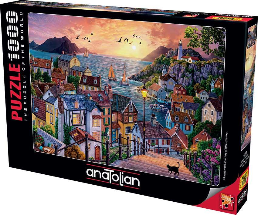 Пазлы Прибрежный город на закате на 1000 деталей