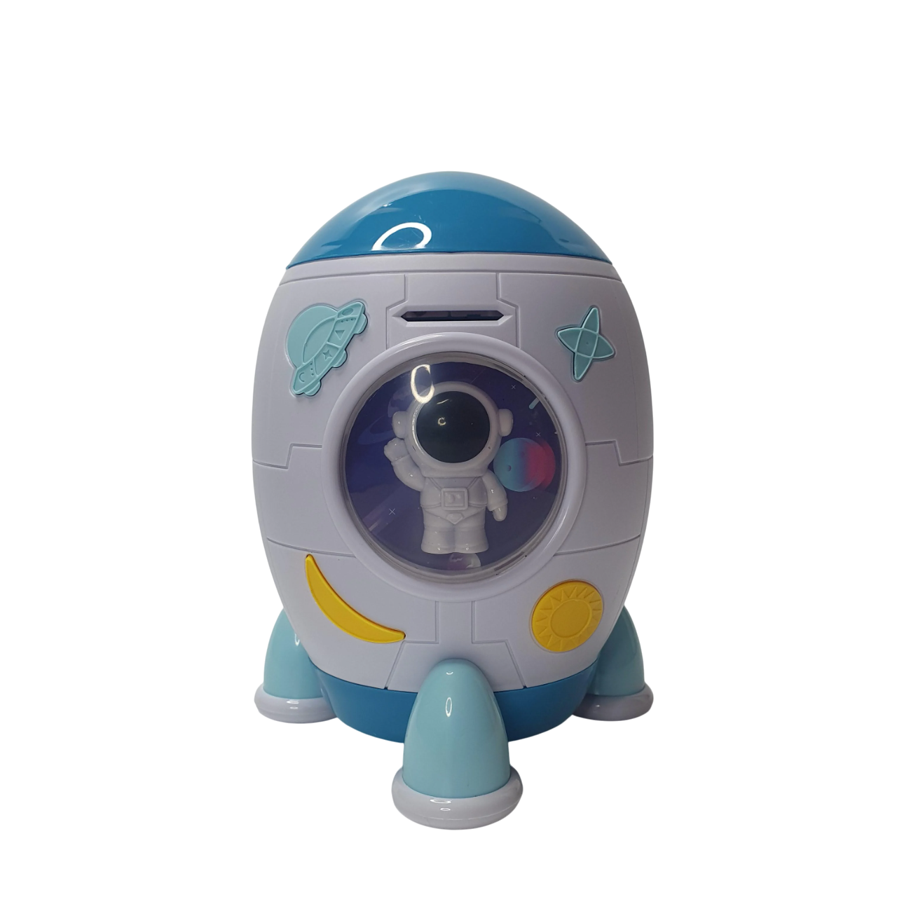 Копилка электронная Ракета музыкальная с отпечатком пальца и приемом купюр (RKM-7129)