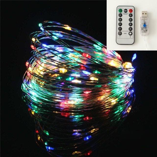 Гірлянда нитка крапля роси 10 м 100 LED ламп USB з пультом Різнокольоровий (2035287740) - фото 1 Гірлянда нитка крапля роси 10 м 100 LED ламп USB з пультом Різнокольоровий (2035287740) - фото 1