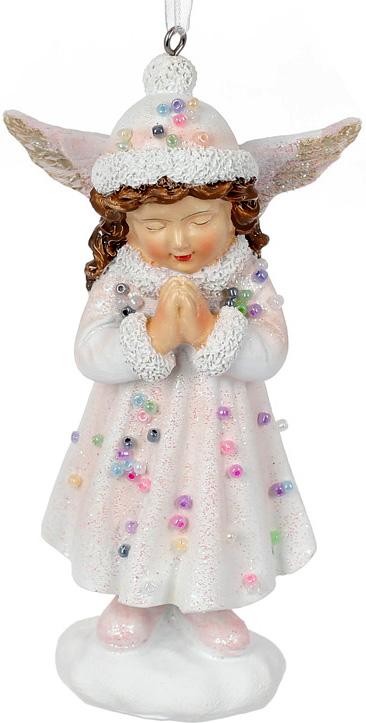 Набор подвесных статуэтки Ангелочек 13 см полистоун 4 шт. Бело-розовый (BD-707-257)