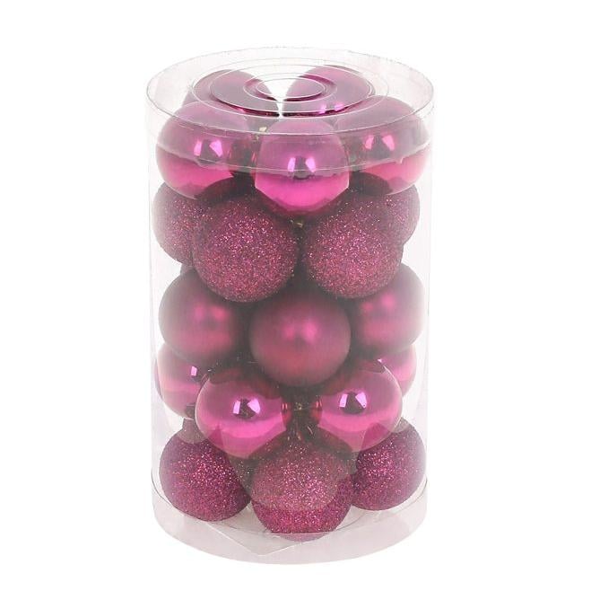 Набор пластиковых новогодних шаров Flora 25 шт. D-3 см (12435)