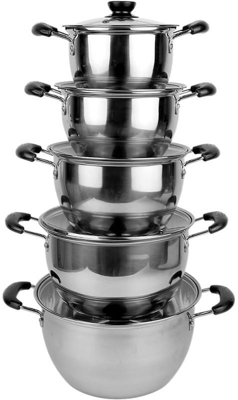Набор кастрюль Ofenbach Hamburg из нержавеющей стали со стеклянными крышками 1/1,5/2/3/4 л - фото 3