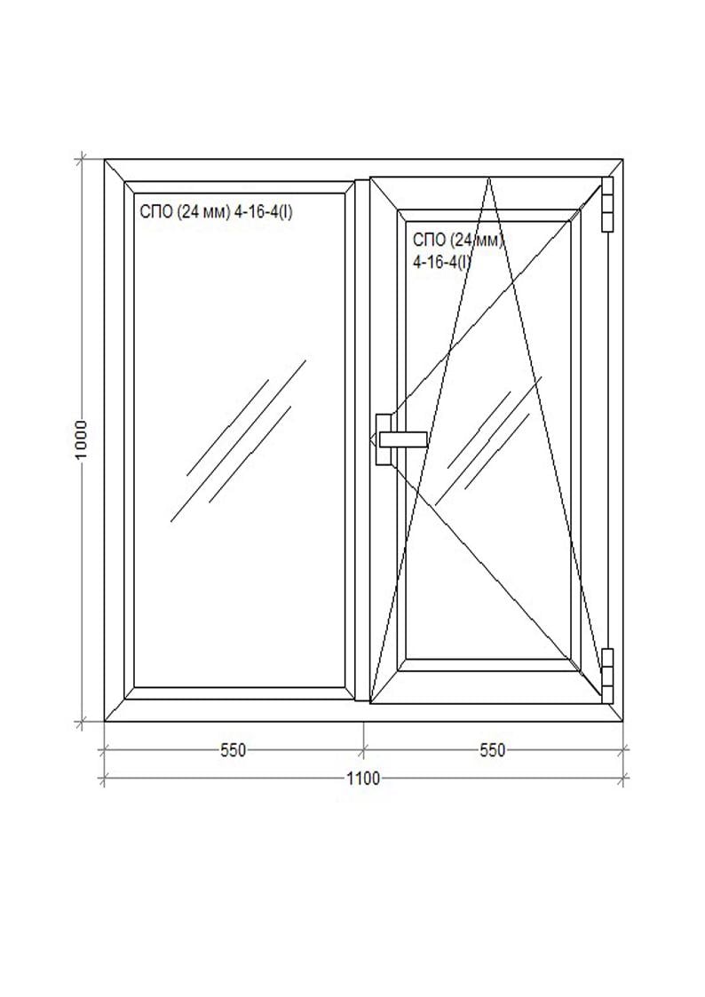 Вікно металопластикове WDS 5S поворотно-відкидне (1100х1000 мм) - фото 2