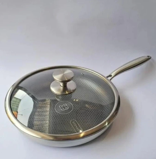 Сковорода Edenberg EB-13060 28 см с крышкой 3 л нержавеющая сталь/сотовое антипригарное покрытие/индукция (LO-05878)