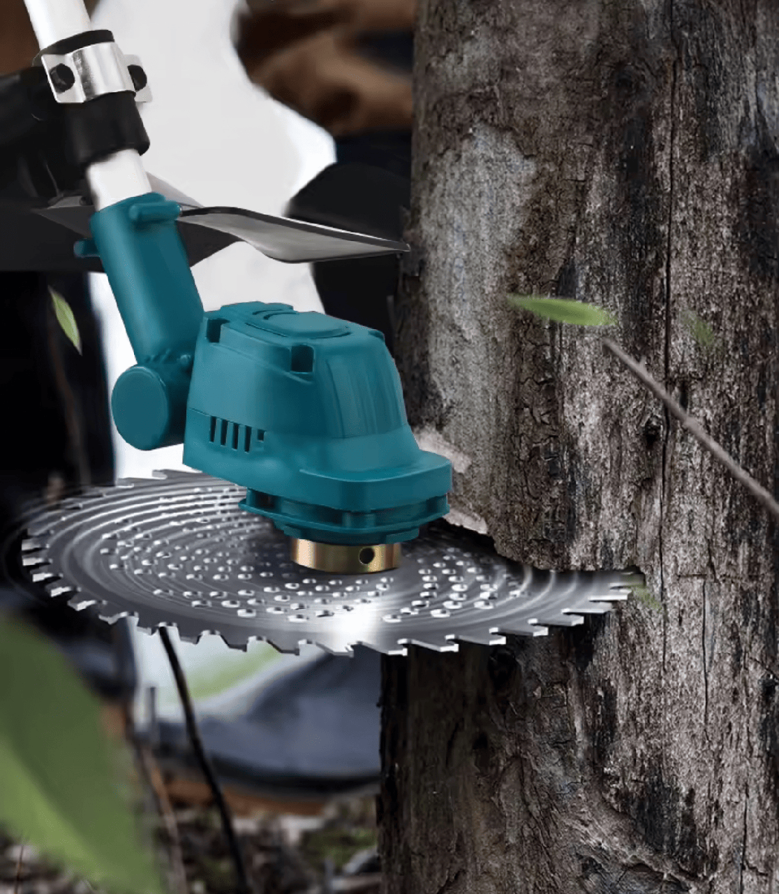 Тример акумуляторний на колесах із телескопічною ручкою 1800W бездротовий Акб із волосінню й ножем - фото 4 Тример акумуляторний на колесах із телескопічною ручкою 1800W бездротовий Акб із волосінню й ножем - фото 4