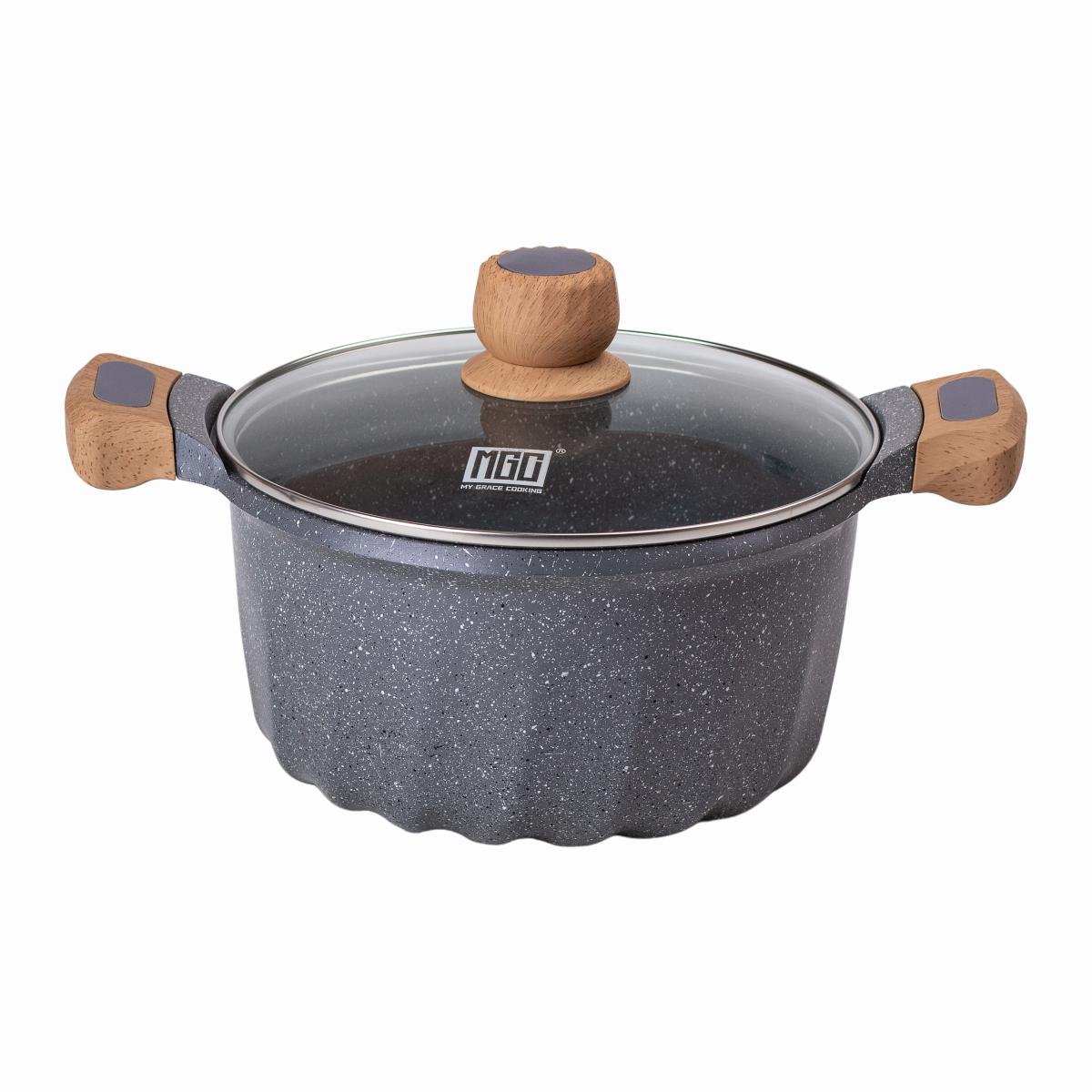 Кастрюля алюминиевая MGC во французском стиле со стеклянной крышкой 5 л Серый - фото 1 Кастрюля алюминиевая MGC во французском стиле со стеклянной крышкой 5 л Серый - фото 1
