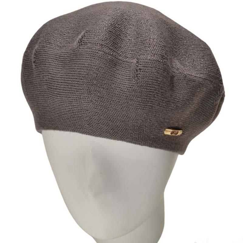 Берет женский Lirus Клео двойной шерстяной тонкой вязки с люрексовой нитью Темно-серый (111329)