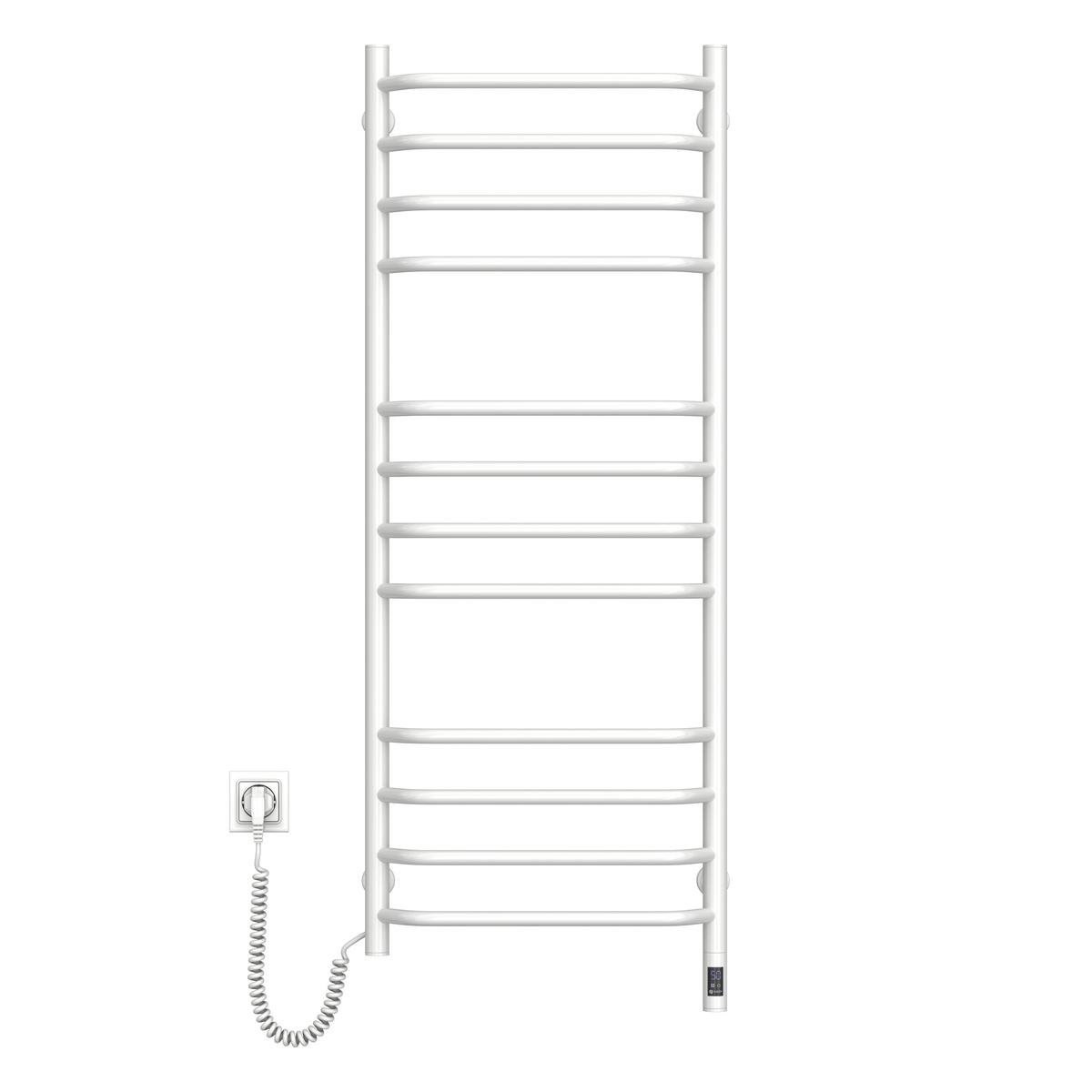 Полотенцесушитель электрический NAVIN Блюз Sensor с таймером шнур слева/из углеродистой стали 480х1200 мм Белый (2031)