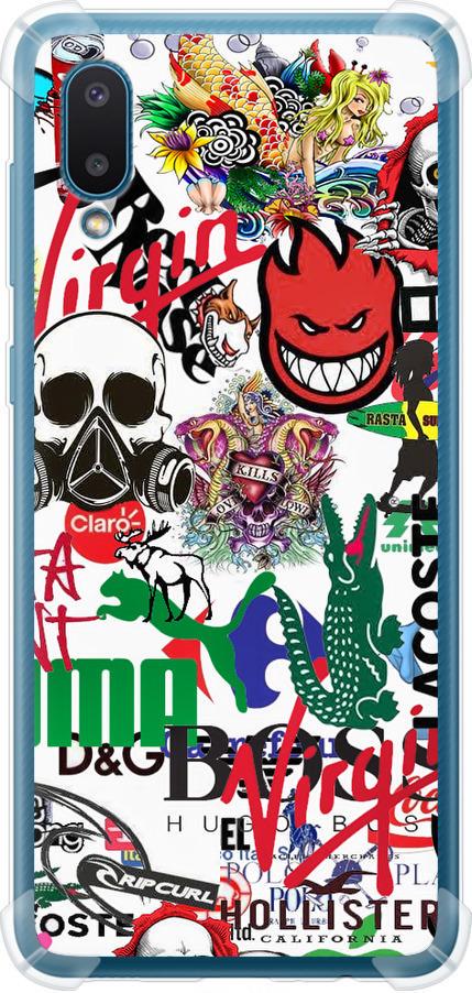 Чехол на Samsung Galaxy A02 A022G Many different logos (4022sp-2260-42517)