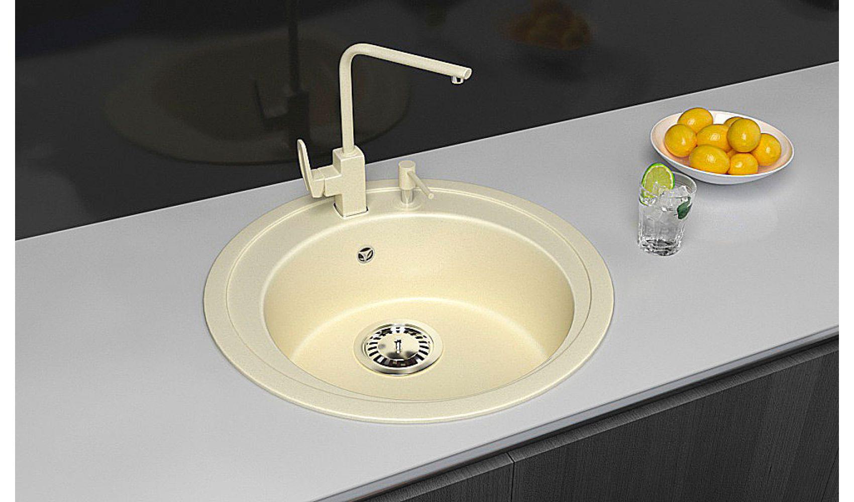 Кухонна мийка Lexona Blansh гранітна з краном Бежевий - фото 4