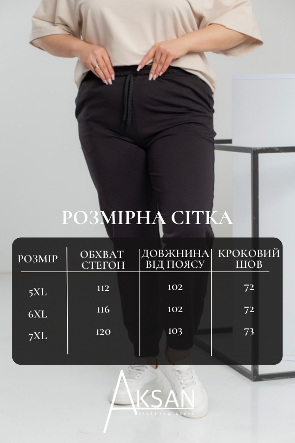Спортивні штани жіночі AKSAN 6XL Чорний (20.493_black_58(6XL)) - фото 4