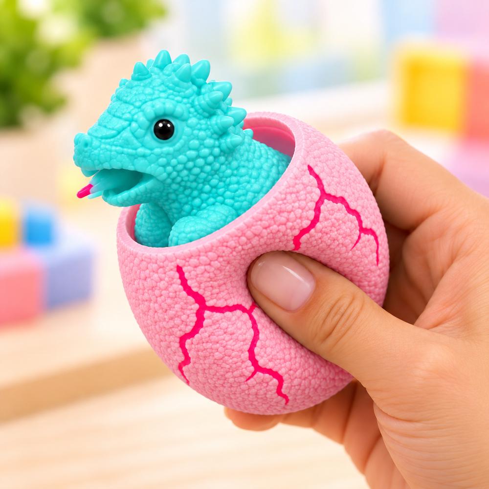 Игрушка-антистресс Сквиш Динозавр в яйце Розовый