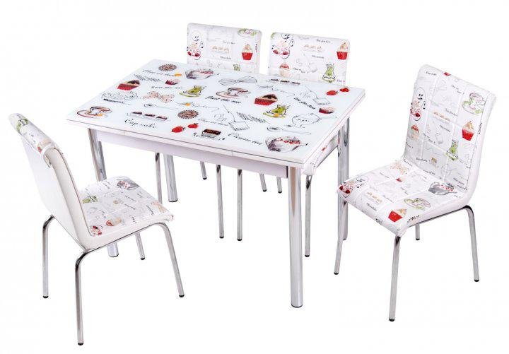 Комплект обідніх меблів Latte стіл ДСП/гаряче скло/4 стільці