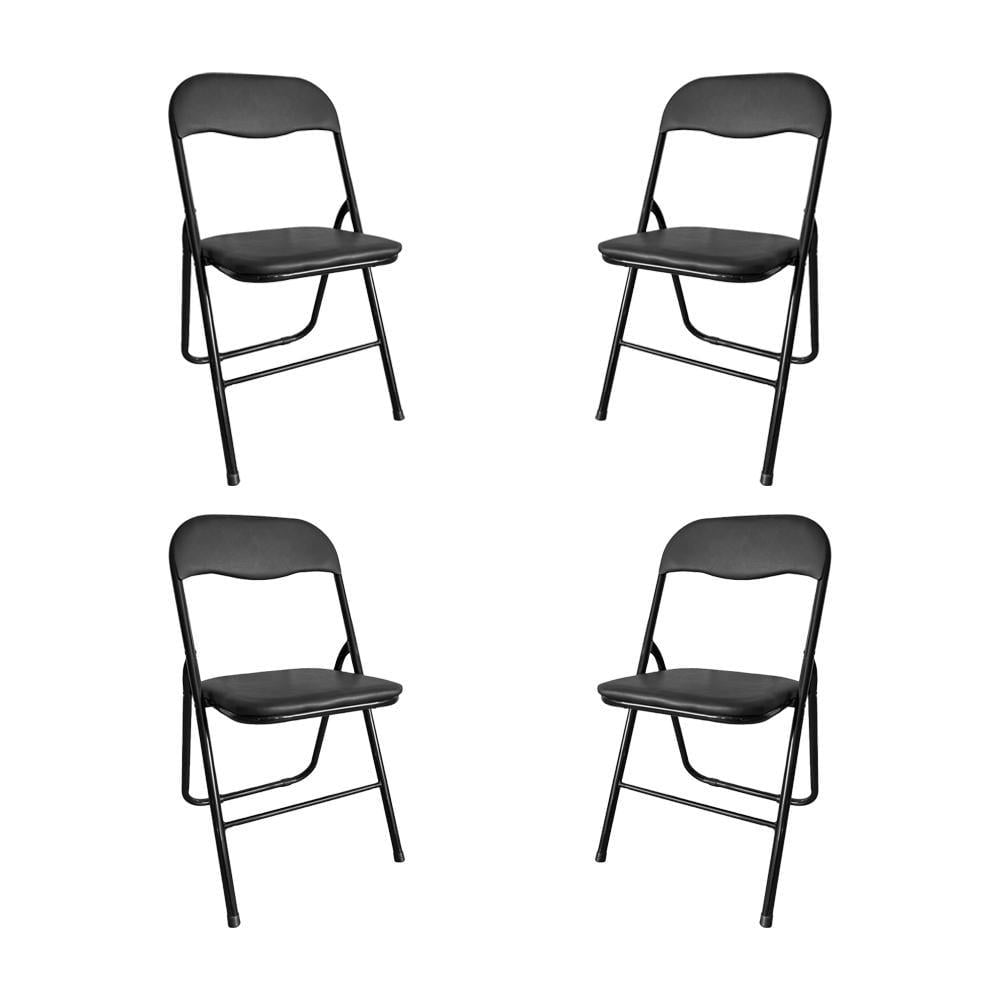 Комплект раскладных стульев Bonro B-007 со спинкой и сиденьем из экокожи 4 шт. Черный (124-76-42400715)