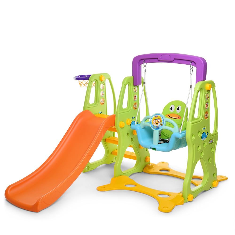 Детская горка-качалка Bambi HF-H002 с баскетбольным кольцом Зеленый (31443257)