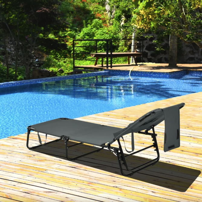 Шезлонг розкладний Costway Hanna з отвором для обличчя Сірий (4891) - фото 4 Шезлонг розкладний Costway Hanna з отвором для обличчя Сірий (4891) - фото 4