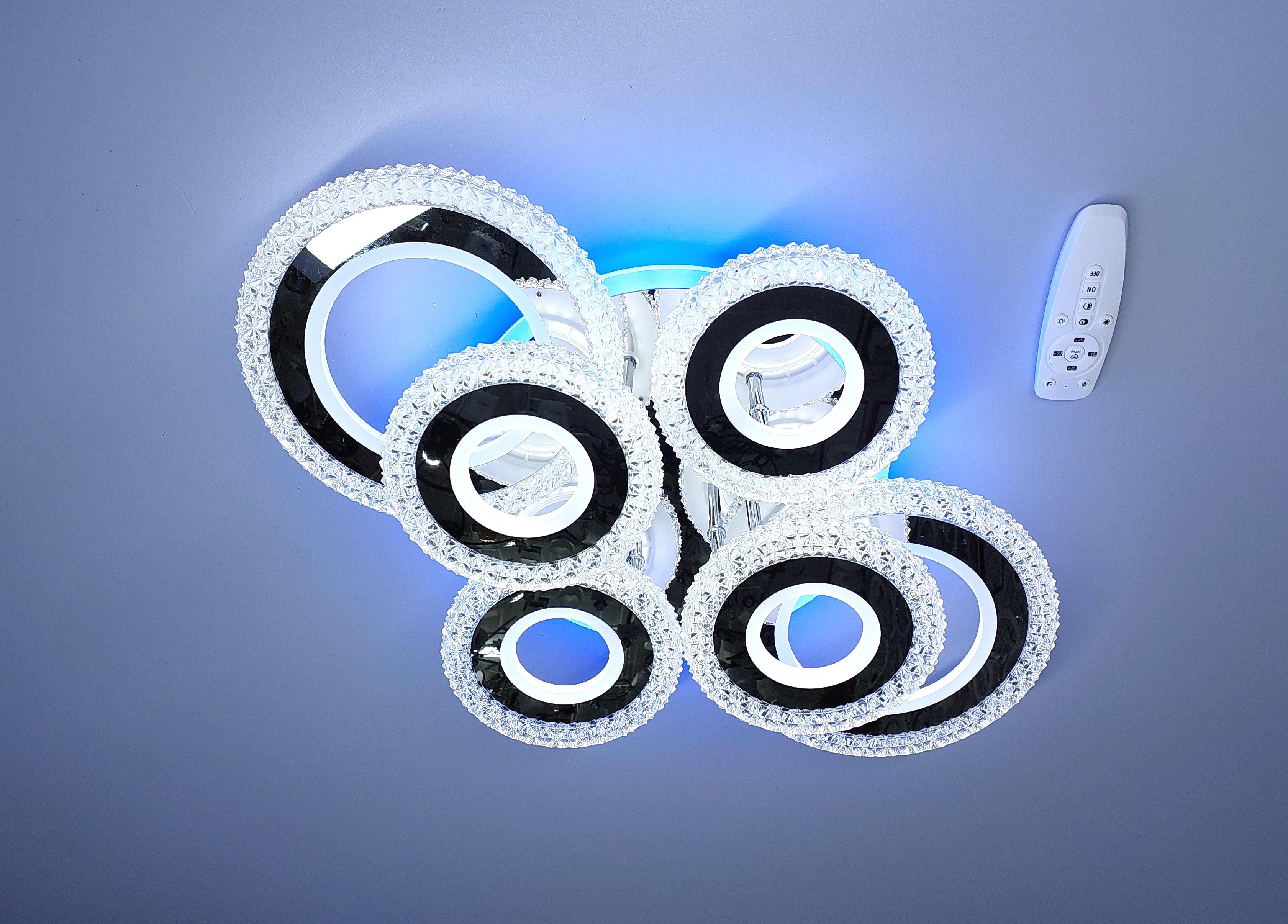 Люстра светодиодная 85/4+2 CR+RGB с подсветкой 175/28W Хром (18205243)