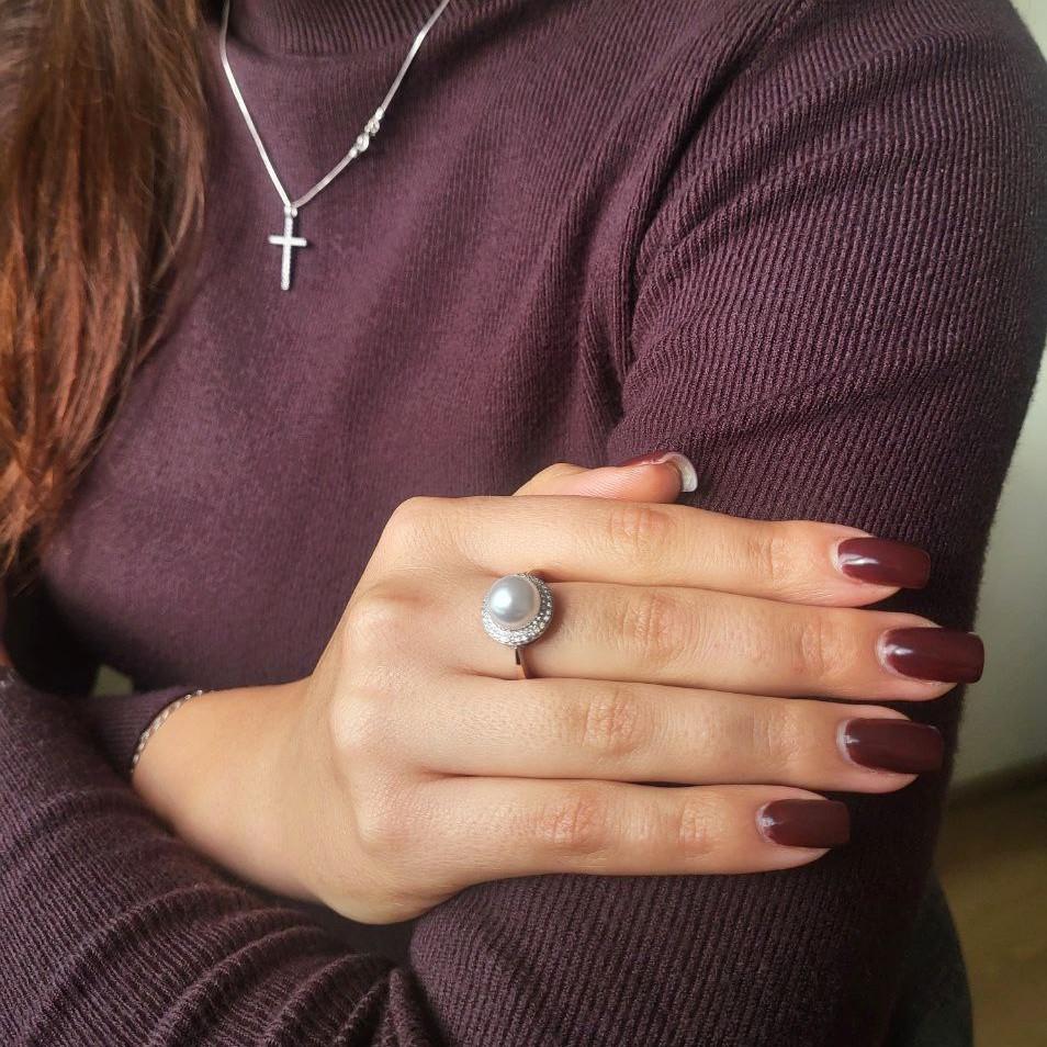 Каблучка із золотою пластиною з білою перлиною імітація срібло 925 проби золото 375 р. 18 (540к ) - фото 2 Каблучка із золотою пластиною з білою перлиною імітація срібло 925 проби золото 375 р. 18 (540к ) - фото 2