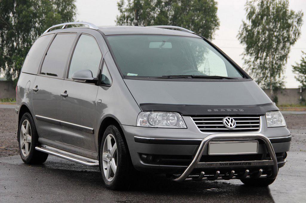 Кенгурятник WT003 60 мм с надписью CAN для Volkswagen Sharan 2010- гг. нержавеющая сталь Хром