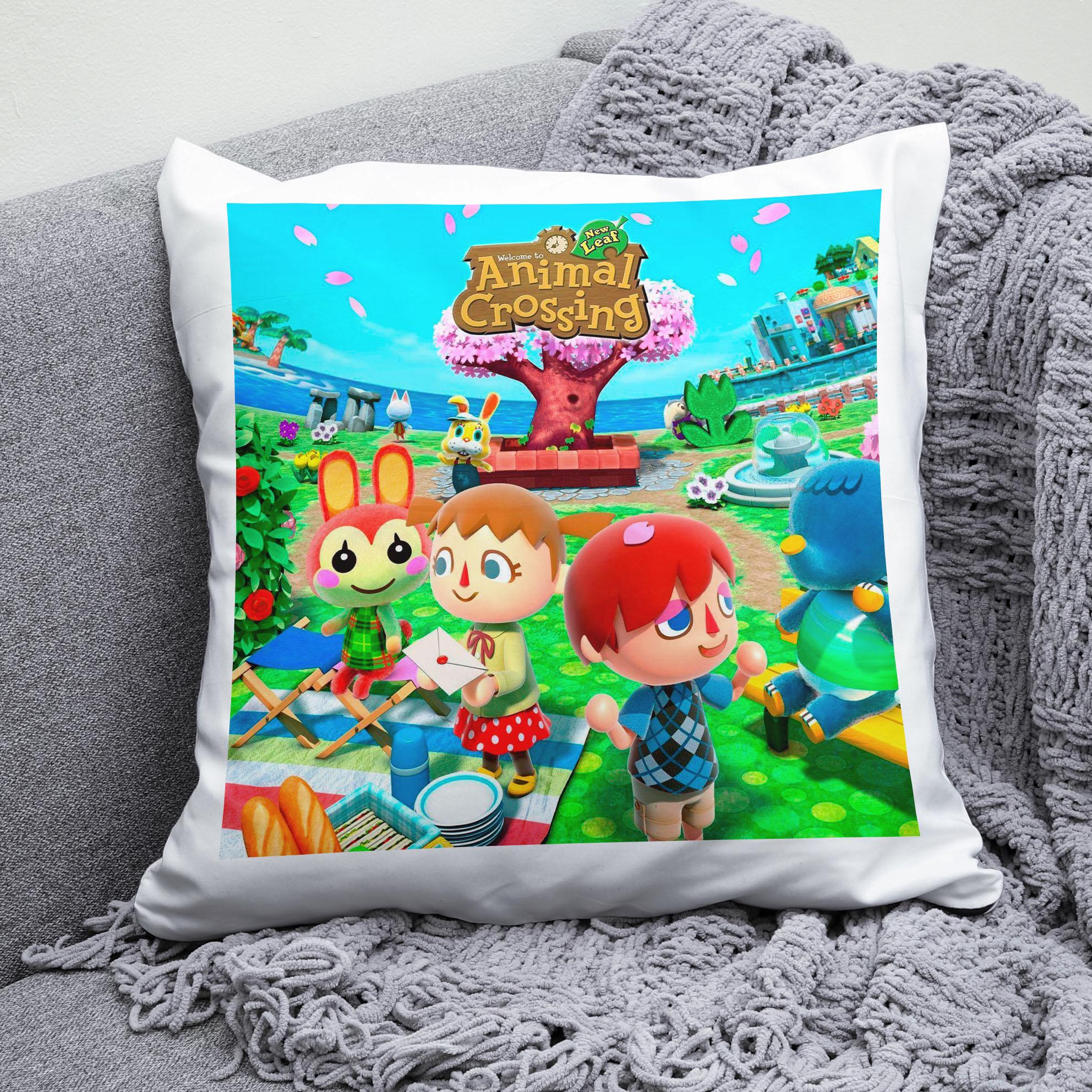 Плюшевая подушка квадрат с принтом игры Animal Crossing