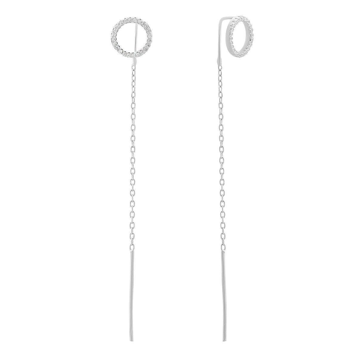 Серьги серебряные с прозрачными вставками в форме кругов