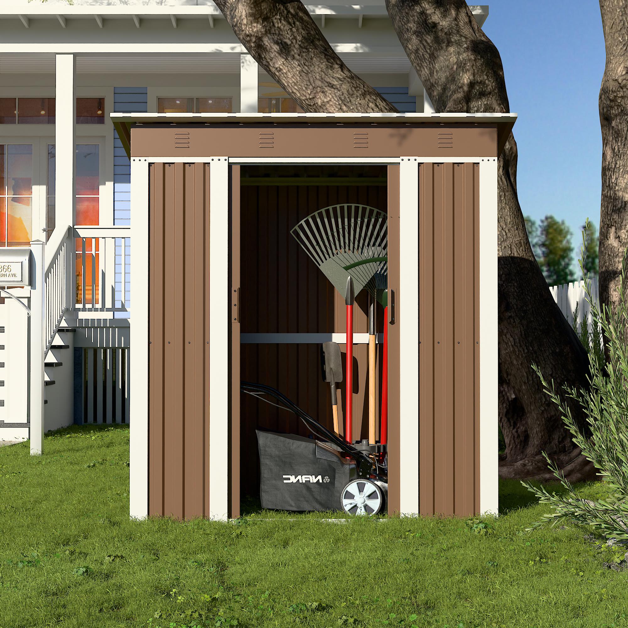 Хозблок-сарай металлический SS-01 с односкатной крышей 1850х1800х900 мм Коричневый - фото 4