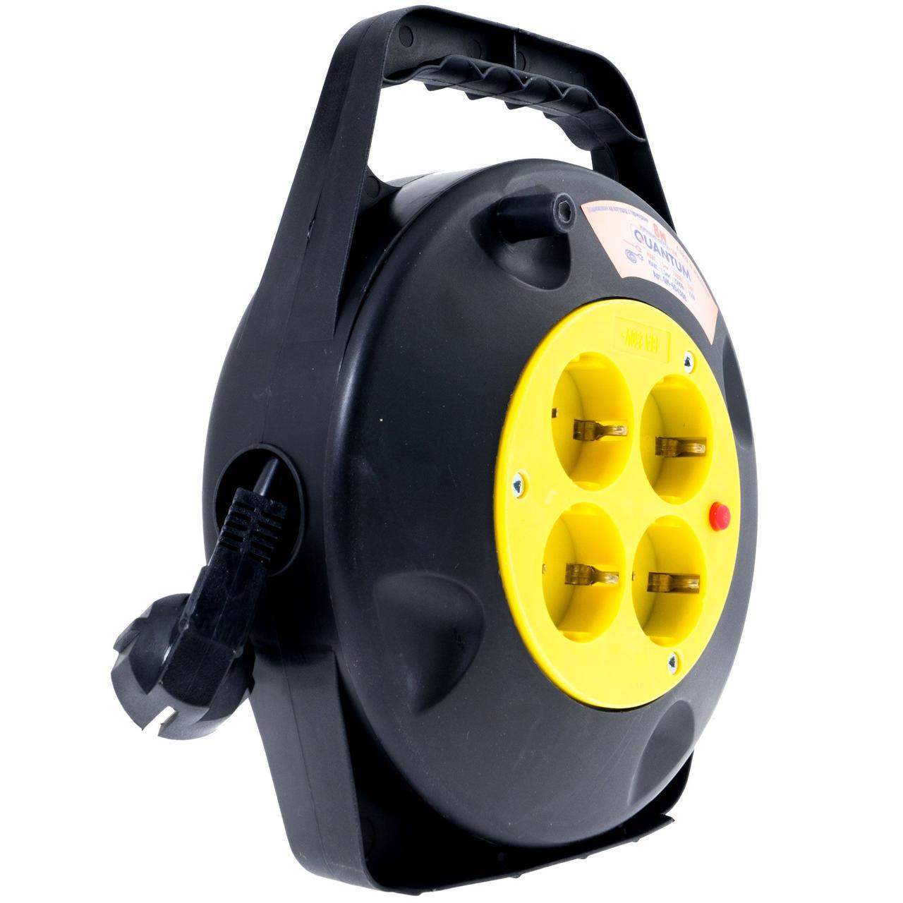 Подовжувач на котушці Quantum з термореле 4 розетки з заземленням 8 м 3x1,5 16А 230 B 3500 Вт (удл8) - фото 4