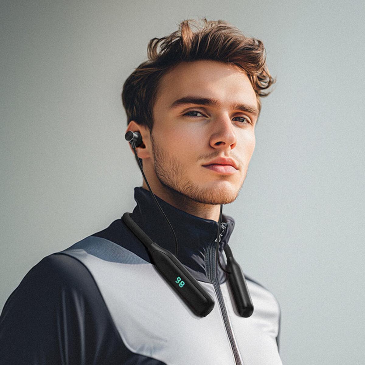 Навушники бездротові Acefast N4 neck hanging Wireless Earphones BT5.3 800 mAh Black (6974316283607) - фото 4