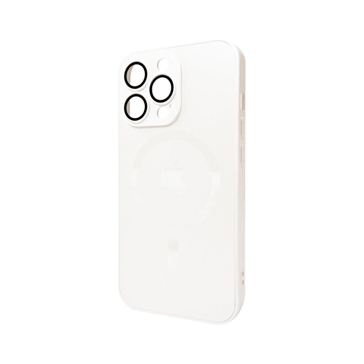 Противоударный чехол для Apple iPhone 13 Pro AG Glass Matt Frame Color MagSafe / Pearly White