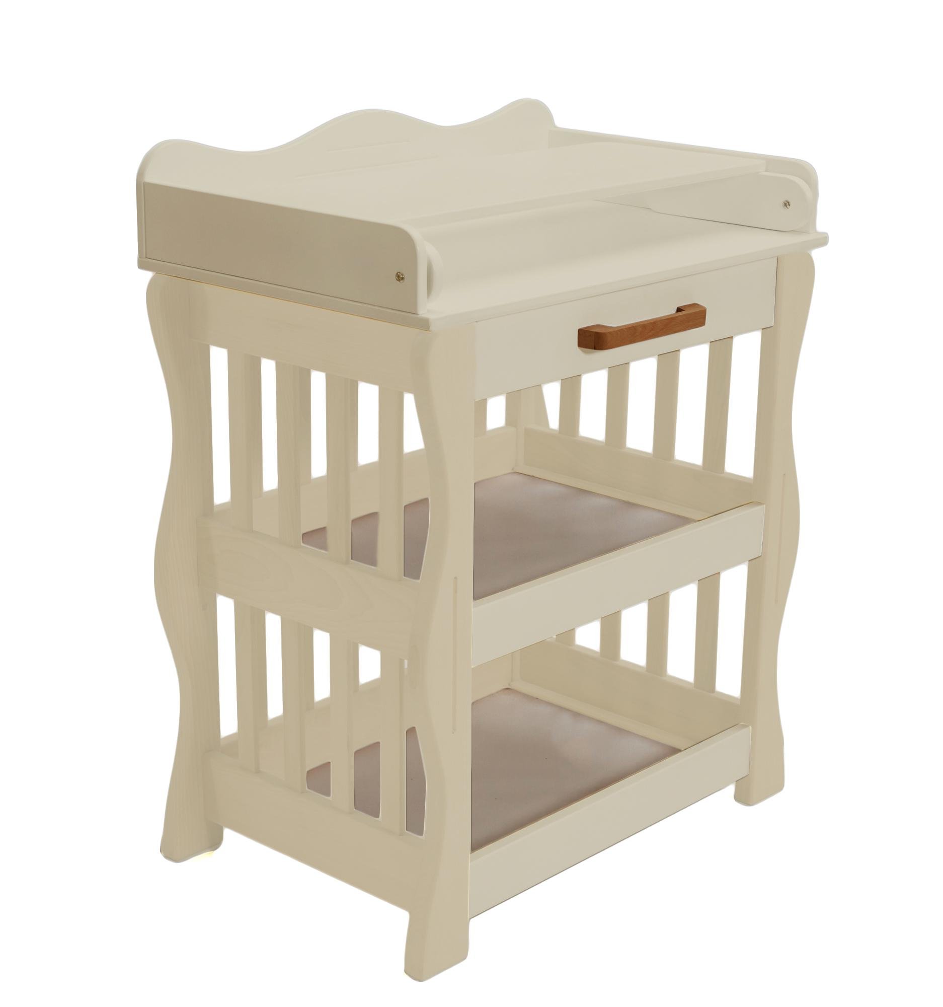 Пеленальный столик Goydalka ROYAL откидной с ящиком дерево бук/ДВП 53х80х100,6 см Слоновая кость (7B23-9-1,2,4)