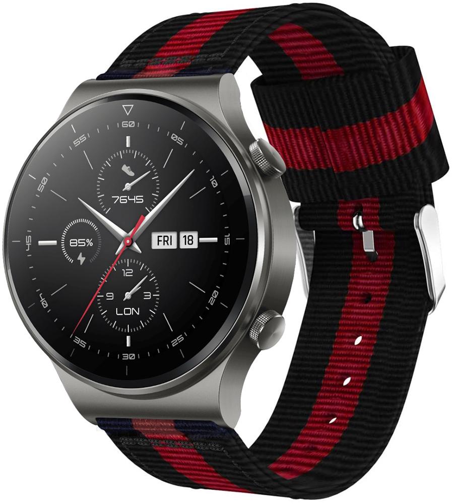 Ремінець тканинний Canvas для Huawei Watch GT 2 Pro Black/Red (23323)