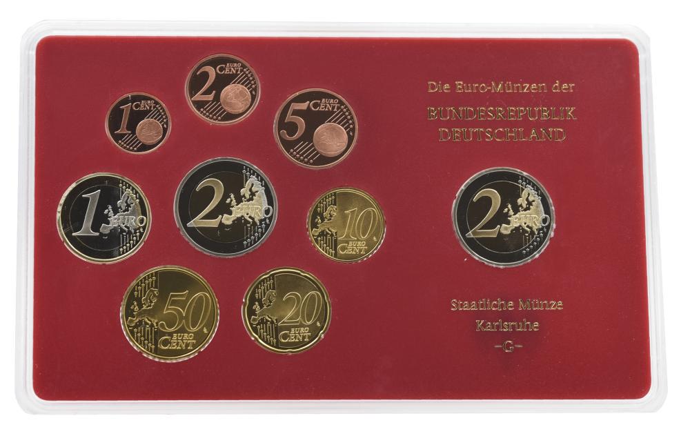 Коллекционные монеты Германия набор из 9 монет евро 2010 UNC G 1/2/5/10/20/50 евроцентов 1/2 евро/памятная 2 евро Блистер (М22728)